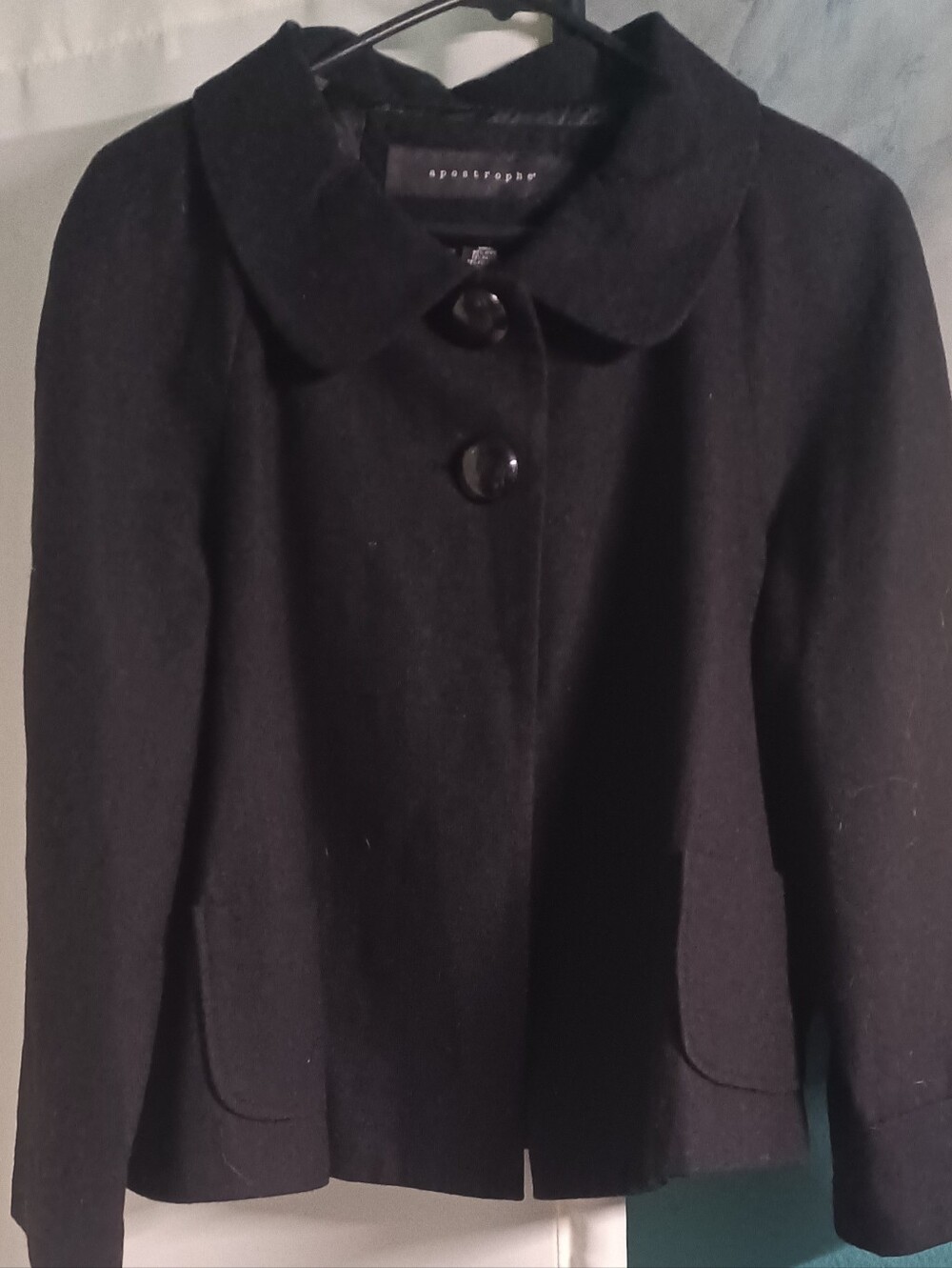 APOSTROPHE - Classy Black Wool Blend Short Dress Coat-Perfect for Formal Events